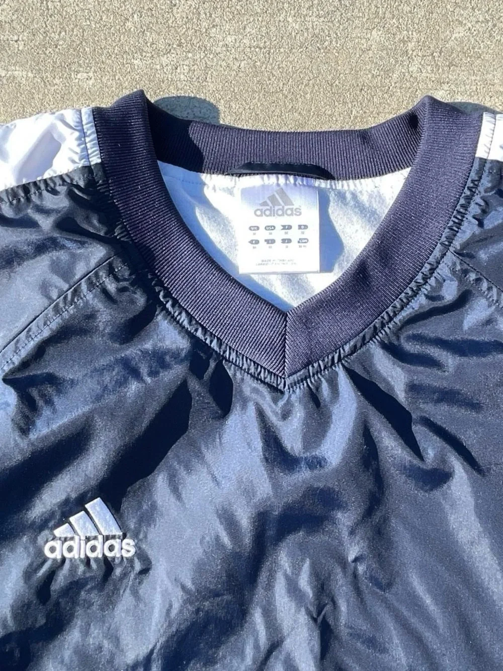 adidas Navy and White Retro Pullover Jacket